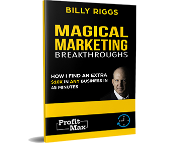 Book titled 'Magical Marketing Breakthroughs' by Billy Riggs.